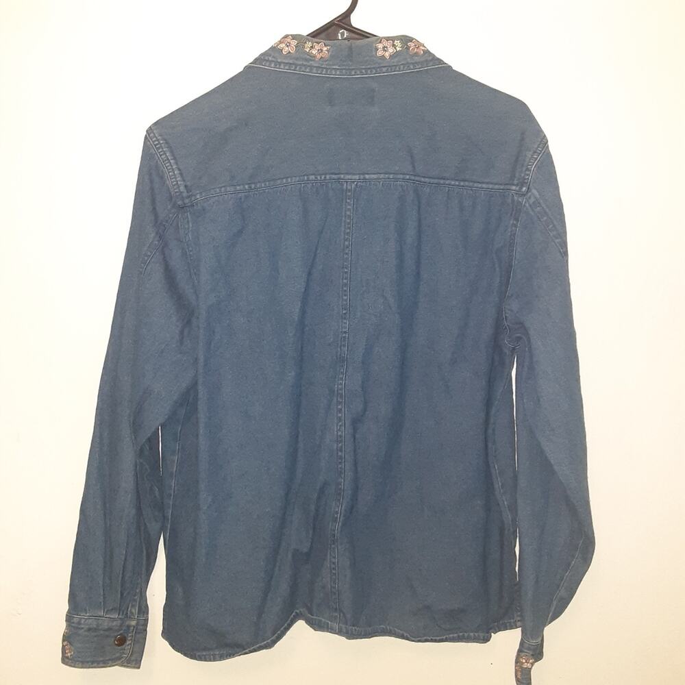 Westbound Denim Shacket Shirt Womens L Blue Western Workwear Full Zip Floral - Picture 6 of 9